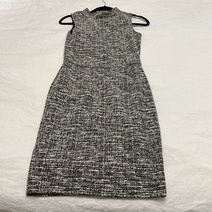 Aqua medium tweed black and white sheath dress with gold thread M